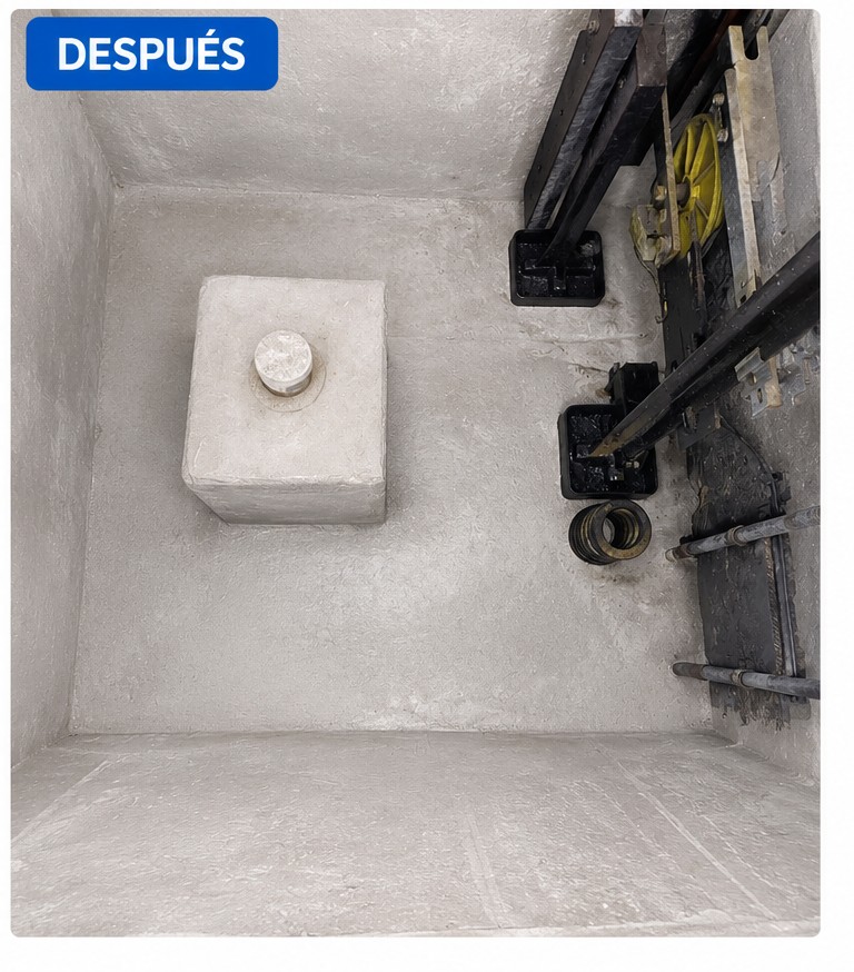Impermeabilización de fosa de ascensor con filtraciones en Badalona — después