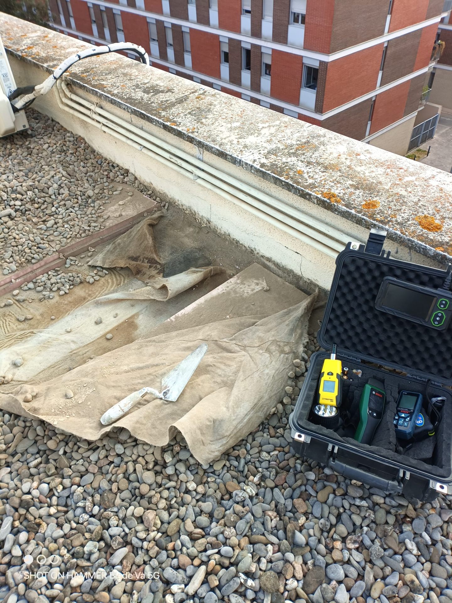 Diagnóstico de filtración en terraza con grava 2