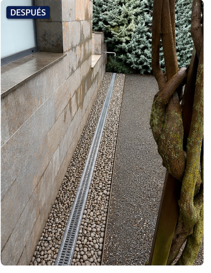 Impermeabilización con drenaje francés en casa de Cornellà — después