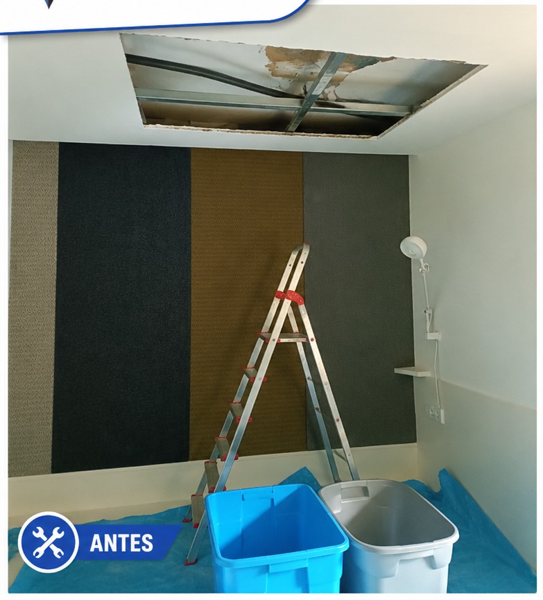 Rehabilitación interior tras tratamiento de humedad en Sants — antes